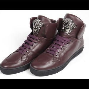 VERSACE 41 high top leather sneakers Medusa Idol bordeaux ITALY men’s palazzo